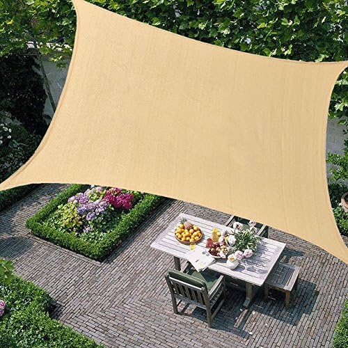 Kosycosy 10' x 13' Rectangle Sun Shade Sails 185GSM Sand Canopy, UV Block for Patio, Garden, Outdoor Facility, and Activities (10'x13', Sand)