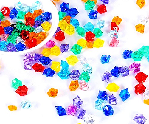 ARZASGO Acrylic Crystals Ice Rocks Colored Gem Stones for Vase Fillers, Table Scatter, Party Favor, Wedding Decoration, Arts Crafts (Approx 1000 Pieces, 2/4 inch)