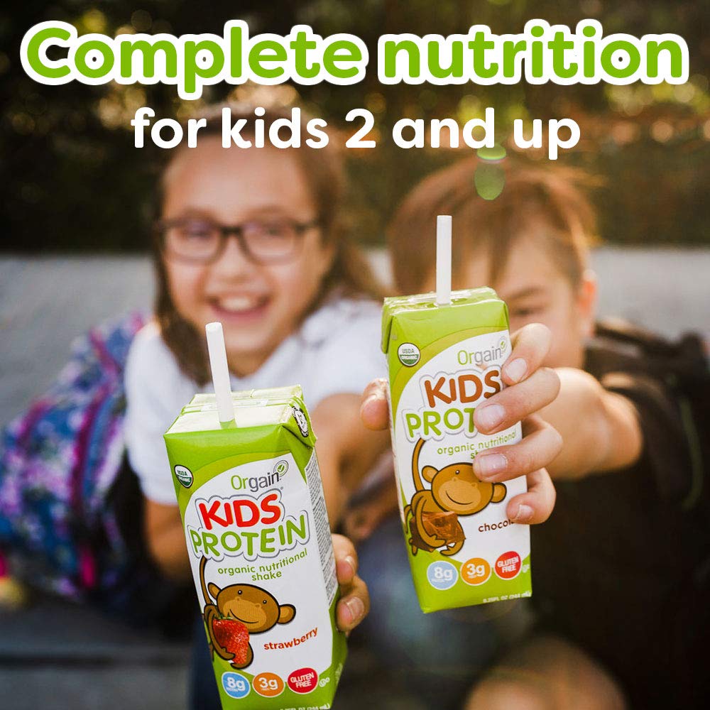 Orgain Organic Kids Protein Nutritional Shake, Vanilla - Great for Breakfast & Snacks, 26 Vitamins & Minerals, 10 Fruits & Vegetables, Gluten Free, Soy Free, 8.25 Oz, 12 Count (Packaging May Vary) : Meal Replacement Drinks : Grocery & Gourmet Food