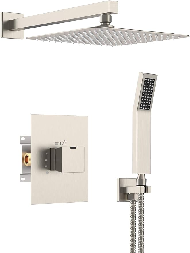 EMBATHER Shower System Brushed Nickel Shower Faucet Sets with 10" Rain