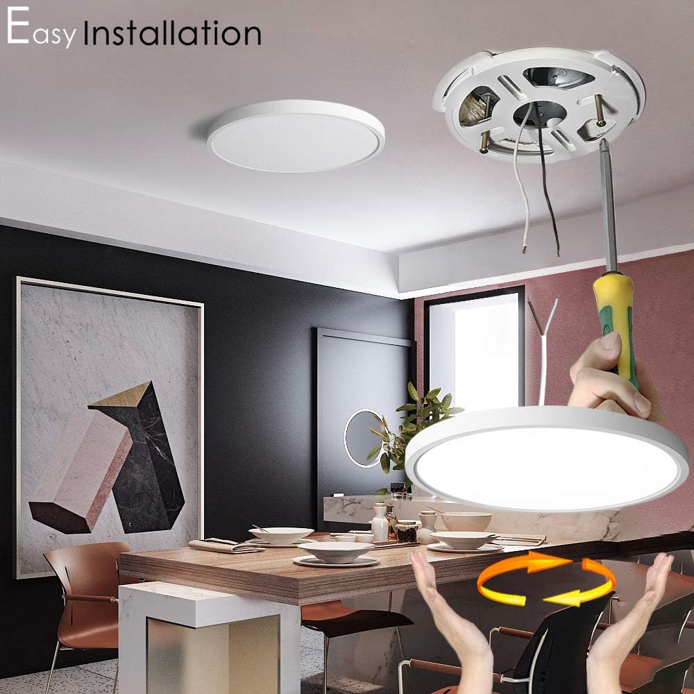 TALOYA LED Surface Mount 12 Inch Ceiling Light with Back Night Light (Gold), 24W Round Modern Flush Mount Light Fixture for Child Teen Baby Boy Living Room Bedroom, Easy Installation - - 