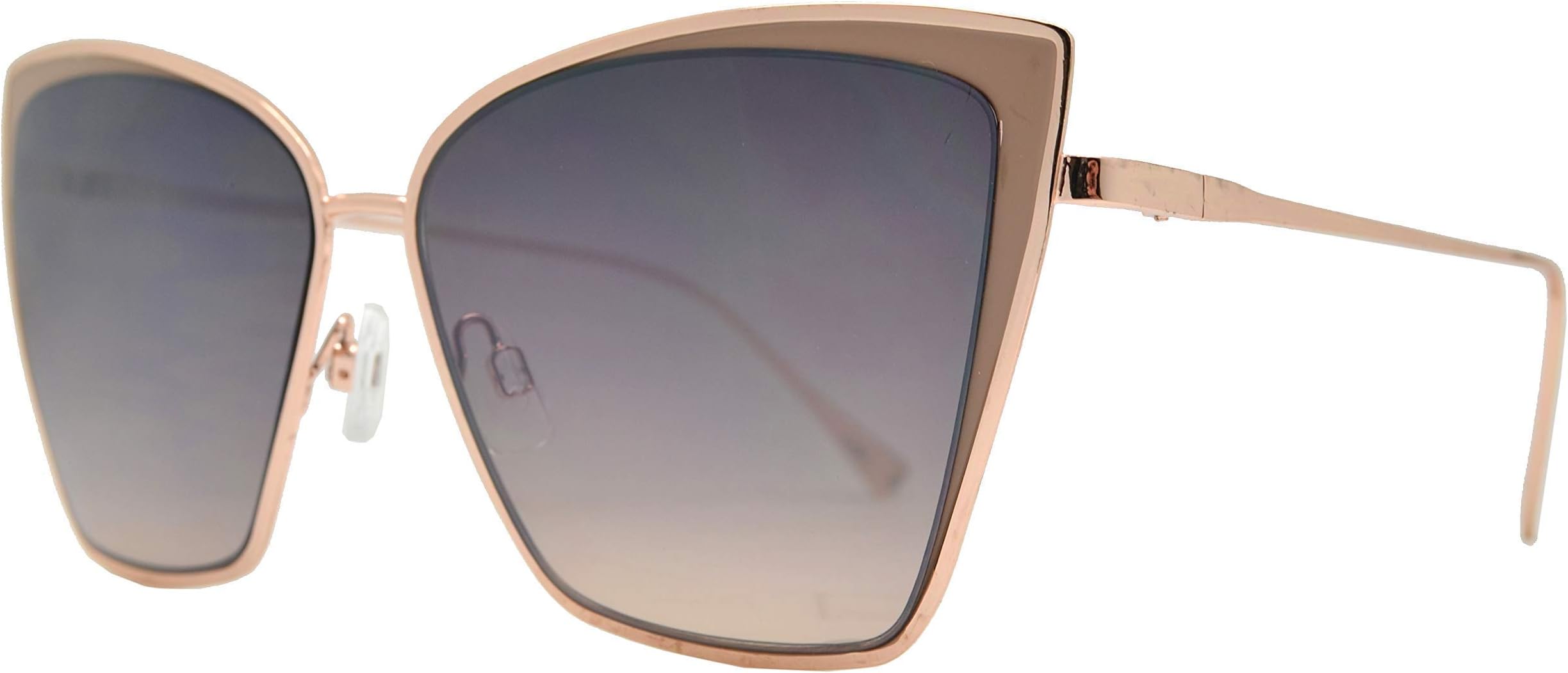 Modern Metal Boxed Cat Eye Flat Lens Sunglasses for Women Fashion Mirrored Lens