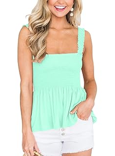 smocked ruffle tank top