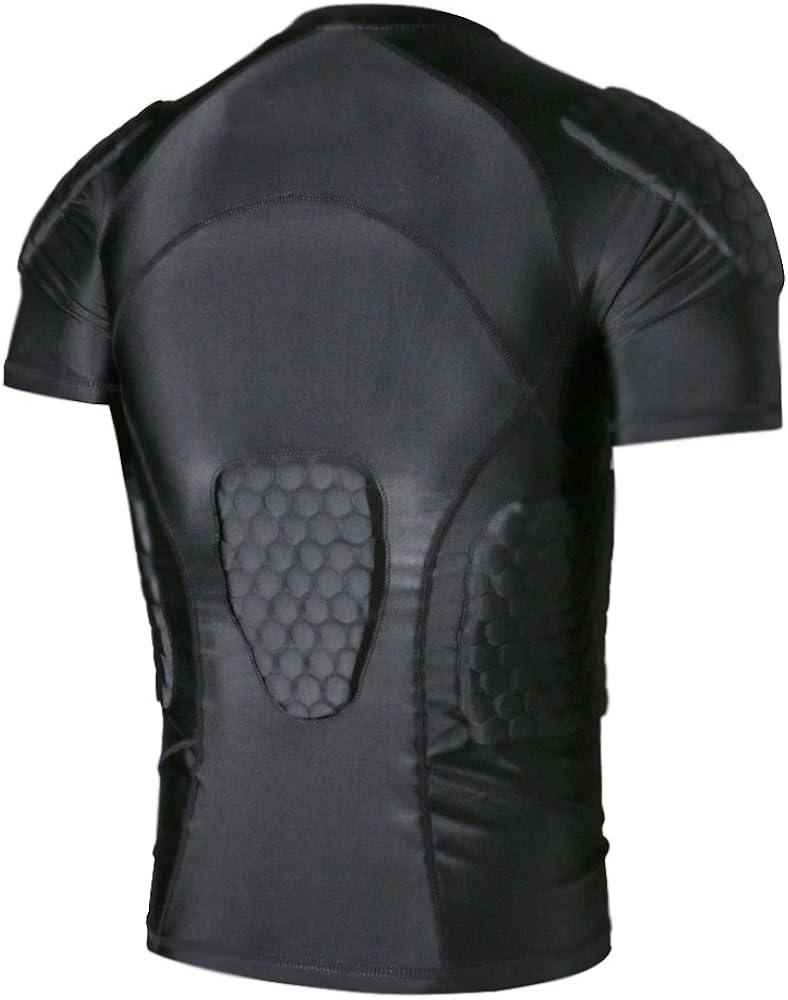 TUOY Padded Compression Shirt – Adult Sizes & 6 Pads Padded Protective Shirt for Football Paintball Baseball : Clothing