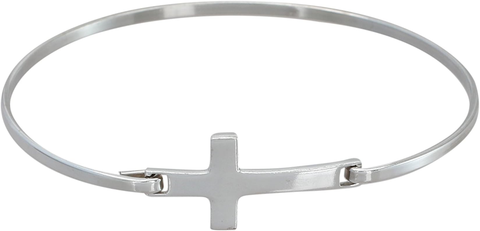 WizardPins Sideways Cross Sterling Silver 925 Bangle Bracelet