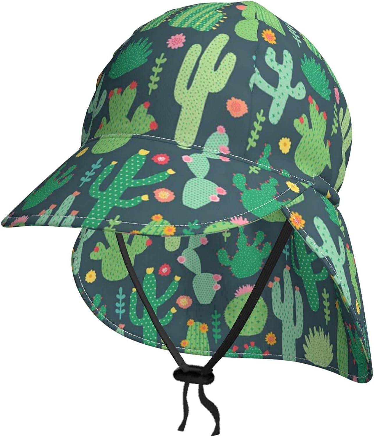 Cactus Pattern UPF 50+ Boys Sun Hat with Neck Flap Summer
