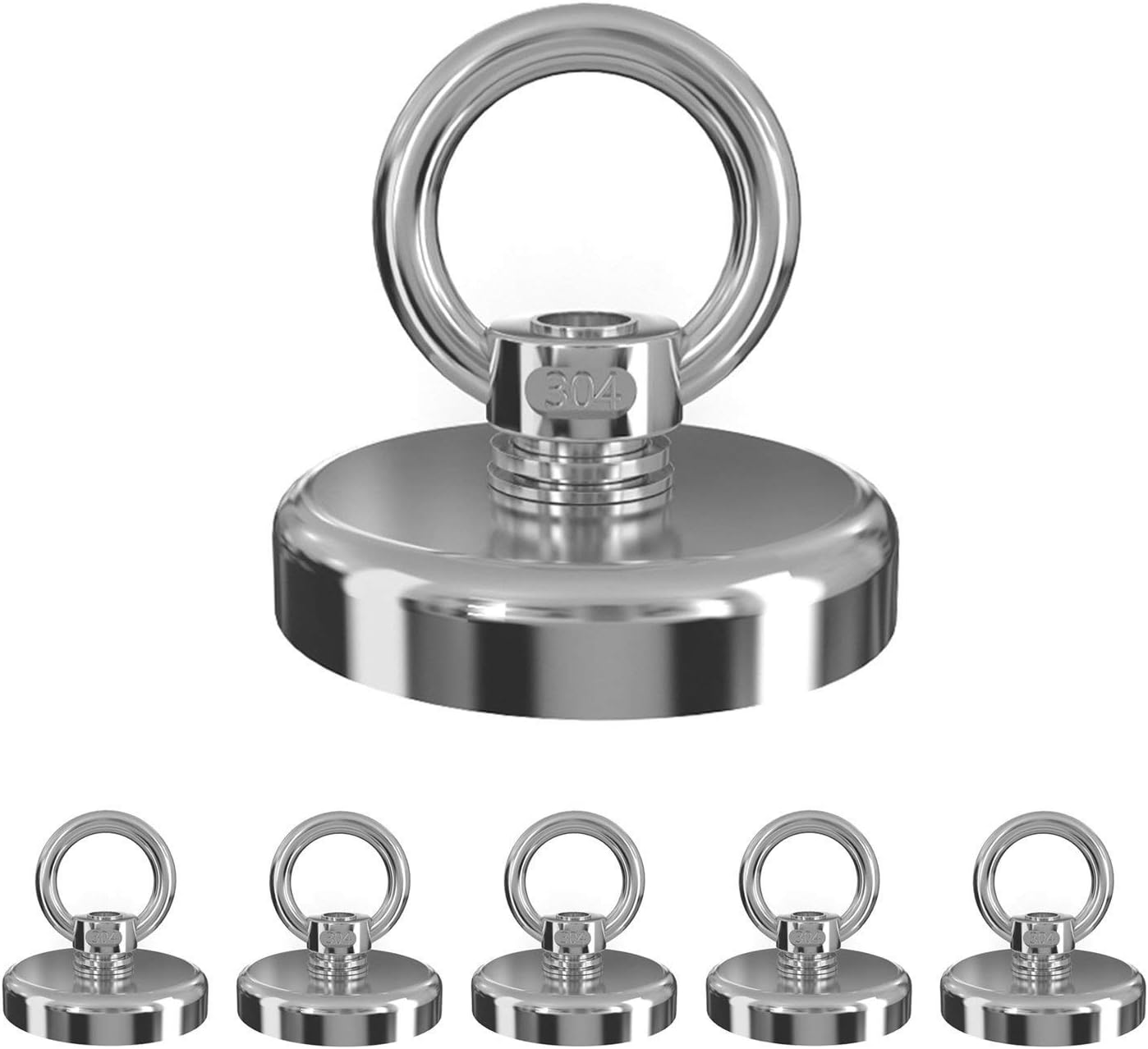 Daaseefee 6 Pieces Powerful Heavy Duty Neodymium Magnetic Hooks with Eyebolt, Strong, Permanent, Rare Earth Magnets, 65 Pounds(30 Kilogram) Pulling Forces for Multi-Use