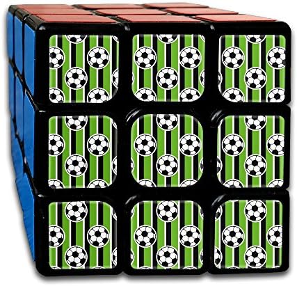 LjcuB Foodball Soccer Green Stripe 3x3x3 Speed Cube Toys Smooth Sticker Magic Cube Puzzles 55mm Anti-pop Best Brain Training Gift Idea For Kids Or Adults