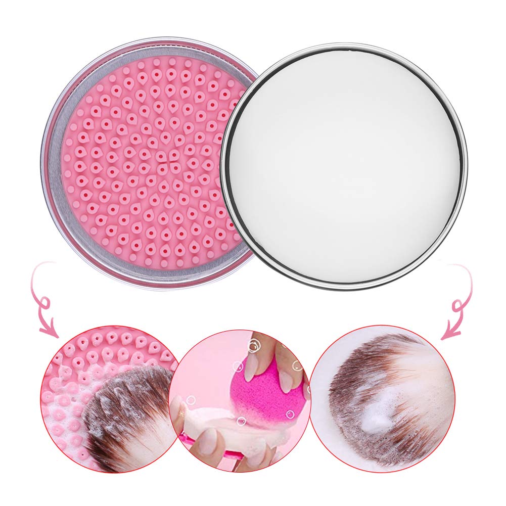 DUcare Makeup Brush Clean Set: Solid Soap Cleanser & Color Removal Sponge - Easy to Clean Blenders Brushes Shampoo Removes Shadow Color Cosmetic Colors for Daily Use Travel Set (2Pcs,Coconut Oil): Beauty