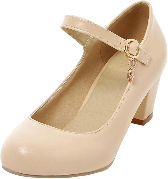 MAVMAX Women's Chunky Heels Mary Jane Shoes Vintage Retro