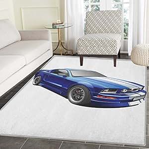 Amazon.com: Teen Room Area Silky Smooth Rugs American Auto Racing Theme Car Sports Competition 