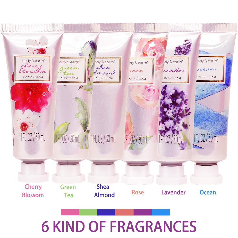 Hand Cream Gift Set, Body & Earth Luxurious Hand Lotion Set Deeply Moisturizing for Rough Hands, Enriched with Shea Butter and Glycerin, 6 Pcs Travel size (6x1.0 oz), Best Gift Ideas for Women : Beauty
