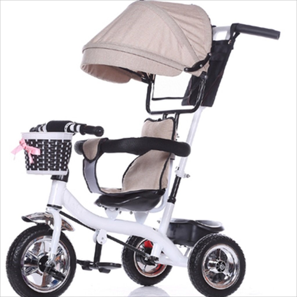 子供の屋内屋外の小型三輪車自転車の男の子の自転車の自転車6ヶ月6歳の古い赤ちゃん三輪トロリー天井 固体プラスチックホイール ベージュ 白 B07fgg3kq4 子ども用自転車 超ポイントアップ祭