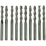 HQMaster 10PCS 1/8" 17mm Carbide Flat Nose End Mill CNC Router Bits Double Flute Spiral Set Tool Nylon Resin ABS Acrylic PVC MDF Hardwood
