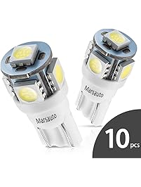 Marsauto 194 LED Light Bulb 6000K 168 T10 2825 5SMD LED Replacement Bulbs for Car Dome Map Door Courtesy License Plate Lights (Pack of 10)