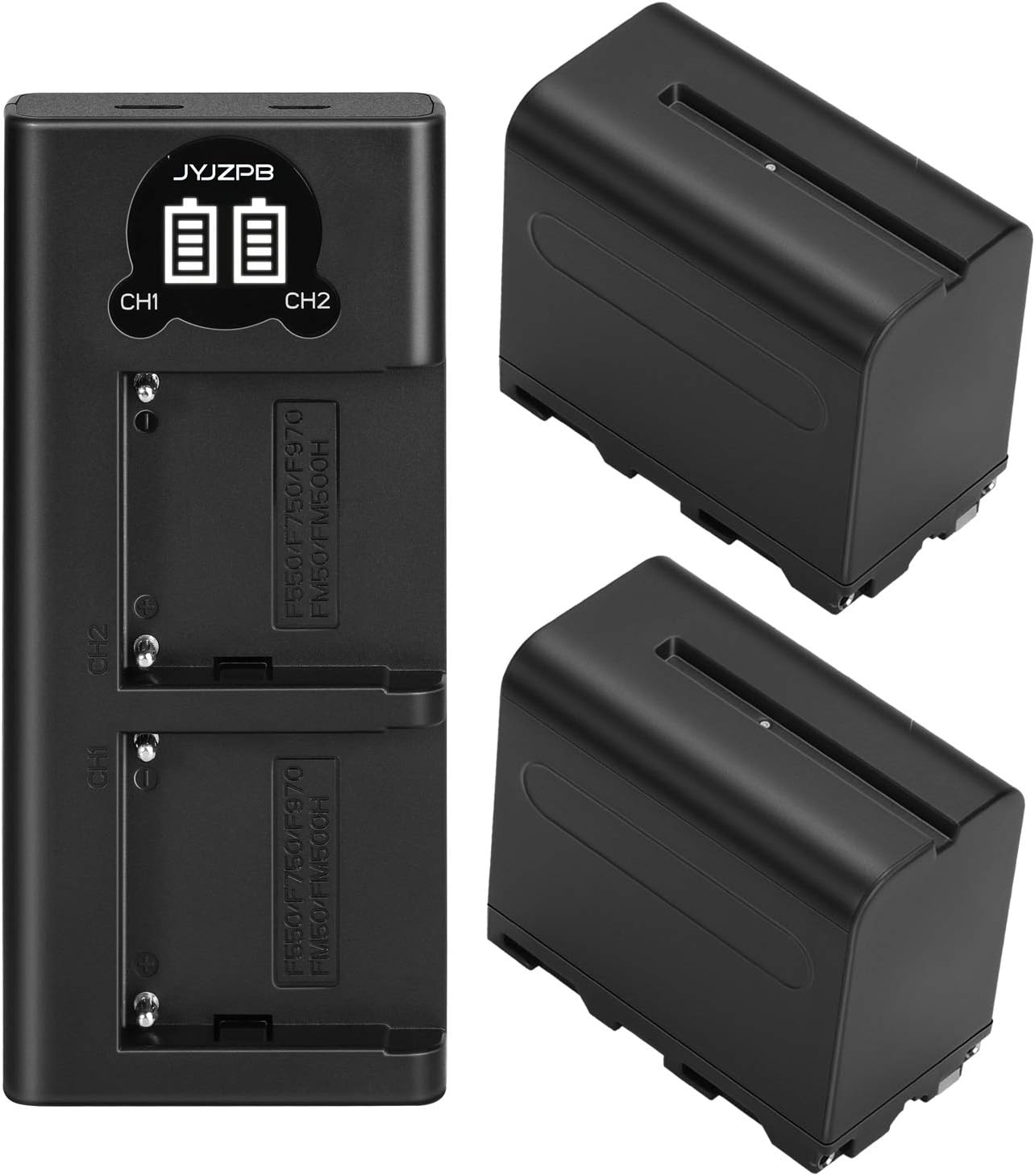 JYJZPB 2 Pack NP-F970 Replacement Battery and Dual LCD Charger