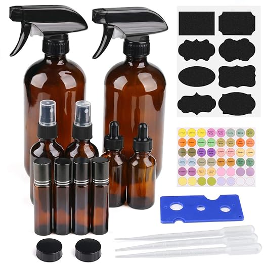 Amazon.com: Glass Spray Bottle, 2 x (16oz) Amber Glass Spray Bottle