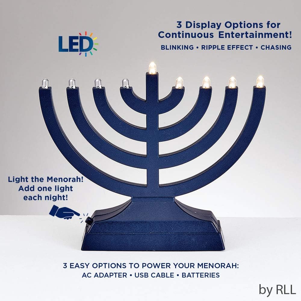 Rite Lite Go Electric LED Menorah, 9x2x7, Blue: Kitchen & Dining