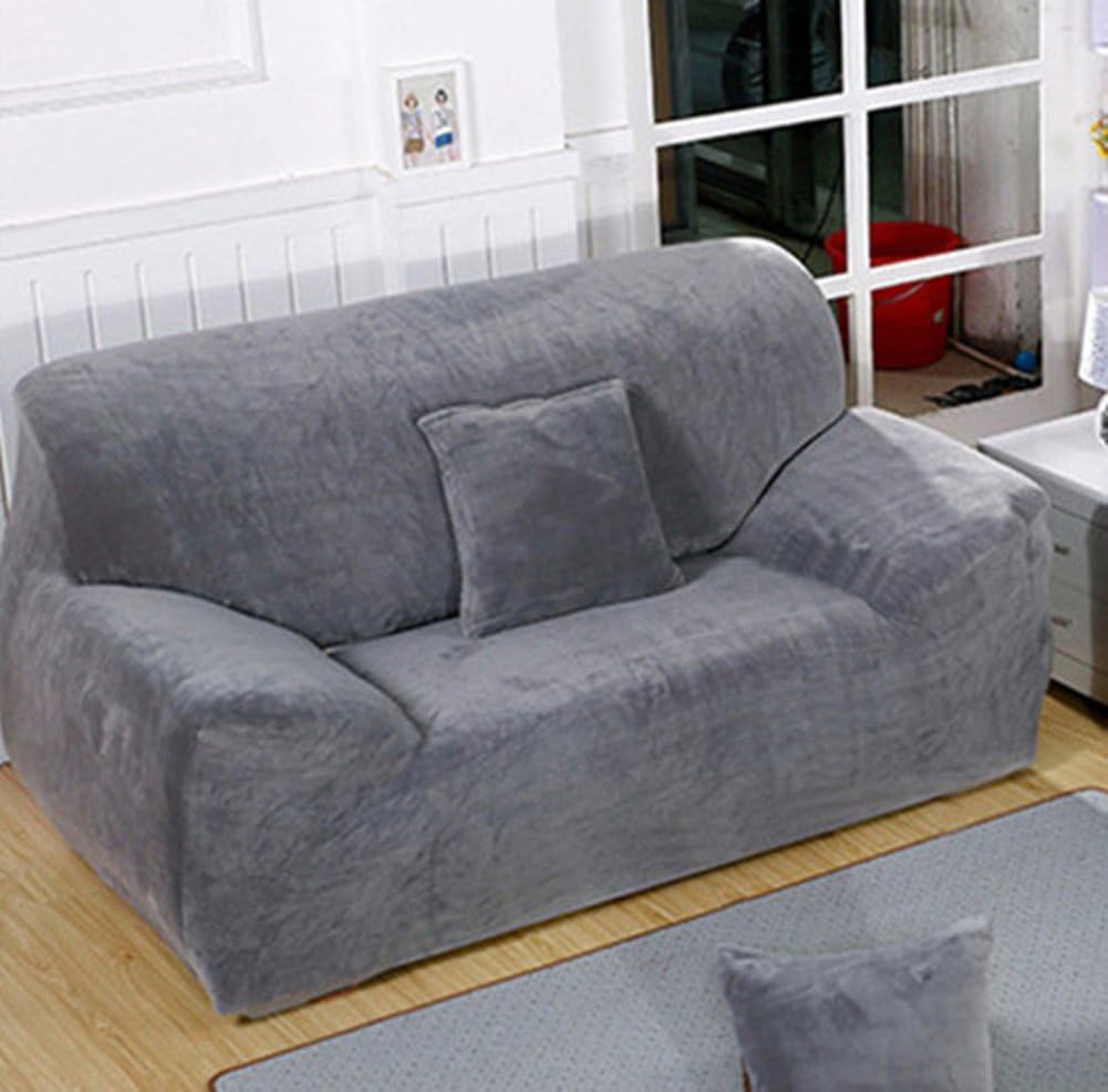 Universal Form Fit, Slip Resistant, Stylish Furniture Shield / Protector for Chair/ loveseat/ Sofa, Super Soft Plush Loveseat Slipcover, Grey