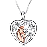 YFN Horse Pendant Necklace Sterling Silver Women Embrace Horse Gift for Women Horse Lover