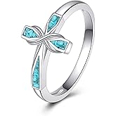 ONEFINITY Cross Rings 925 Sterling Silver Turquoise Cross Ring Jewelry Gifts For Women Men