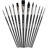 ARTDINGD Artist Paint Brush Set of 12 Art Brushes for Watercolor Acrylic Gouache Canvas Oil and Tempera Painting for Beginner