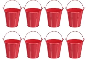 PATIKIL 3"x3" Small Metal Buckets with Handle, 8 Pcs Mini Galvanized Bucket Colorful Easter Buckets for Crafts Party Favors D