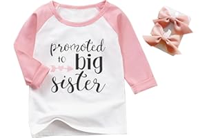 Ouliycoqi Toddler Girls Promoted to Big Sister T-Shirt+2 Pink Hair Clips Round Neck Long Sleeve to Big Sister Shirts Gifts