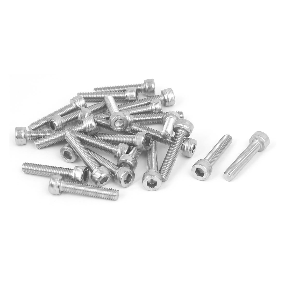 Sourcingmap M5x25mm Thread 304 Stainless Steel Hex Socket Head Cap Screw Bolt DIN912 25pcs