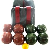 BuyBocceBalls Listing - Made in USA, Premium Quality Tournament Bocce Set - 110mm Dark Red and Green Balls, Nylon Bag, 998 Grams (2 lbs. 3.2 oz.). Various Bag Colors