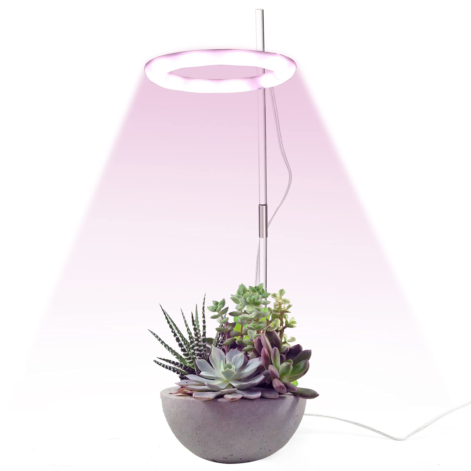 STOYRB Plant Grow Light, Led Growing Light Full Spectrum Phyto Grow Lamp for Indoor Plants, Grow Lamp with Switch and USB Charging Port, Single Head, Pink White