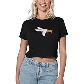 Official Collegiate Distressed Primary Logo Women's Apparel Crop Top T-Shirt Collection, Black