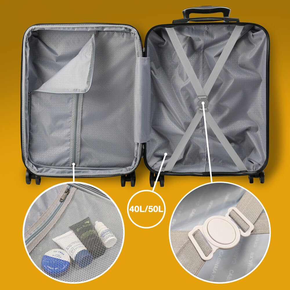 Cabin Max Velocity 55x40x20cm (22x16x8) Expandable Suitcase 4 Wheel Luggage Cabin Bags Suitable for Ryanair, Easyjet, Jet 2 Paid Carry On (Black)