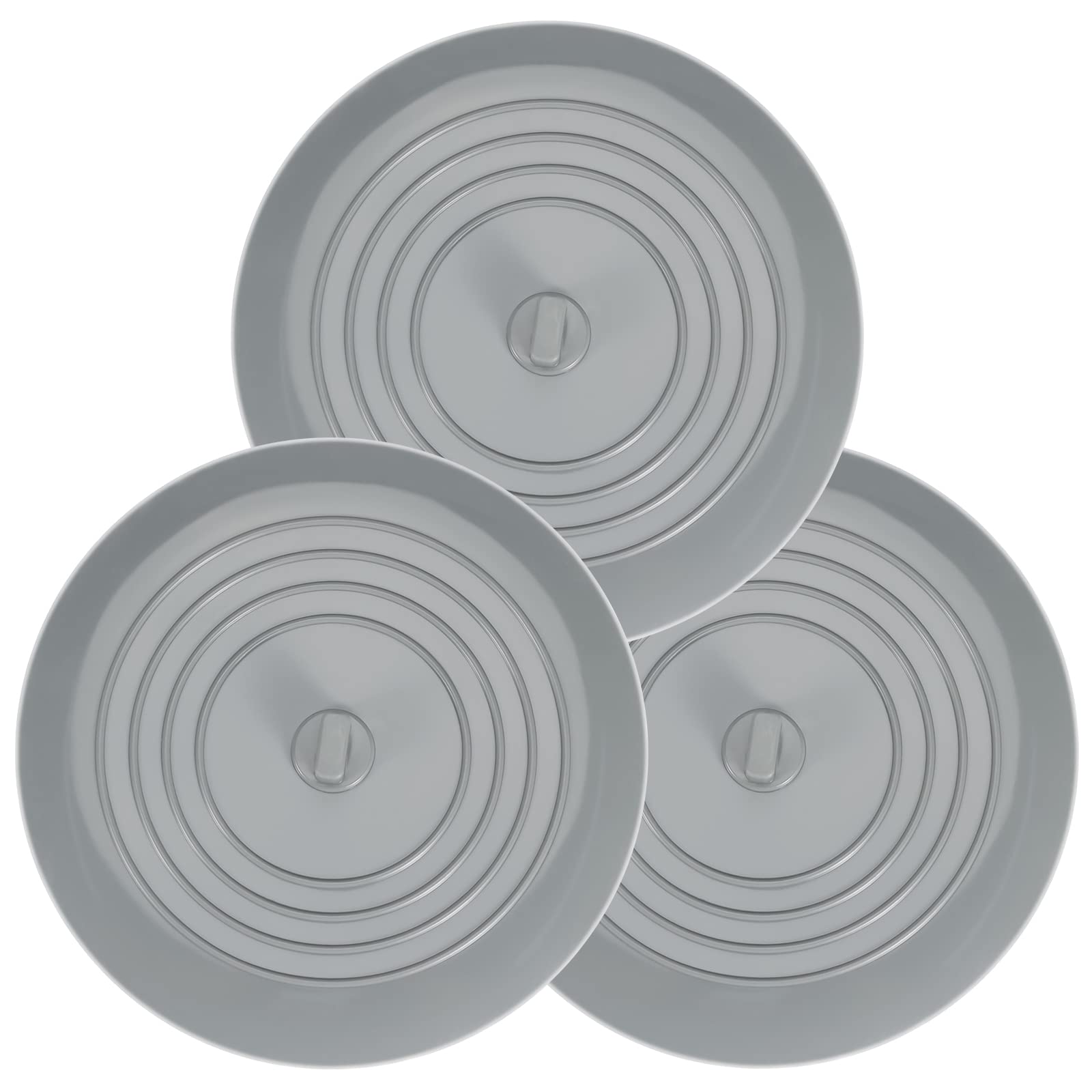3PCS Universal Bath Stopper, 6" Recyclable Silicon Drain Stopper | Upgraded Plug Cover for Kitchen Sink & Basin, Bathrooms and Laundries (3p-grey)
