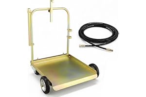 LAUCO Mobile Drum Cart with 13ft Oil Hose – Heavy-Duty Trolley for 55 Gallon Barrel Oil Transfer Systems – Portable Steel Drum Dolly + Reinforced Hose Only (Pump Not Included) (Cart + Hose Kit)
