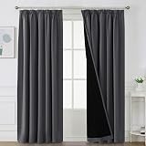 BellaHills 100% Blackout Curtains 2 Panels 90x90 Charcoal Grey Thermal