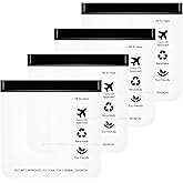 Dulooca Clear Travel Toiletry Bag, 4 Pack TSA Approved Liquid Bag, Security Approved Worldwide 3-1-1 Compliant Waterproof Bag