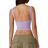 QINSEN Women's Sexy Open Back Sleeveless Crop Tank High Neck Slim Fit Cropped Tee Shirt Y2k Tops