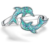 Cujiesp Manta Ray/Sea Turtle/Dolphin/Hammerhead Shark Ring 925 Sterling Silver Ocean Ring Adjustable Open Ocean Jewelry for Women Gifts for Sea Animal Lover