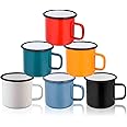 TeamFar Coffee Mug, 12 oz Tea Enamel Mug Camp Drinking Cups, White/Blue/Green/Black/Red/Yellow Vintage for Indoors and Outdoors, Non Toxic & Portable, Attractive Color & Classic Design - Set of 6