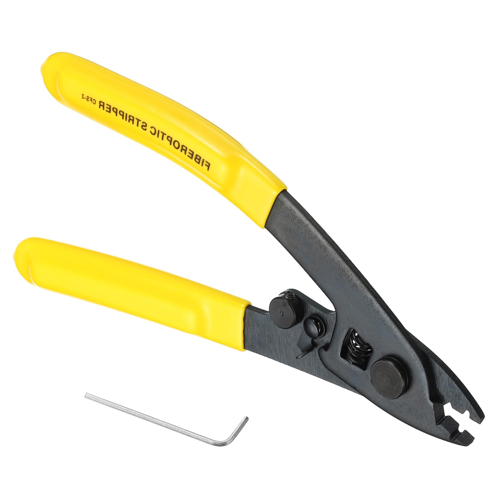 PATIKIL Fiber Optical Tool, 2 Hole Fiber Optic Stripper with Ergonomic Handle Adjustment Wrench for Fiber Optic Buffer Tube