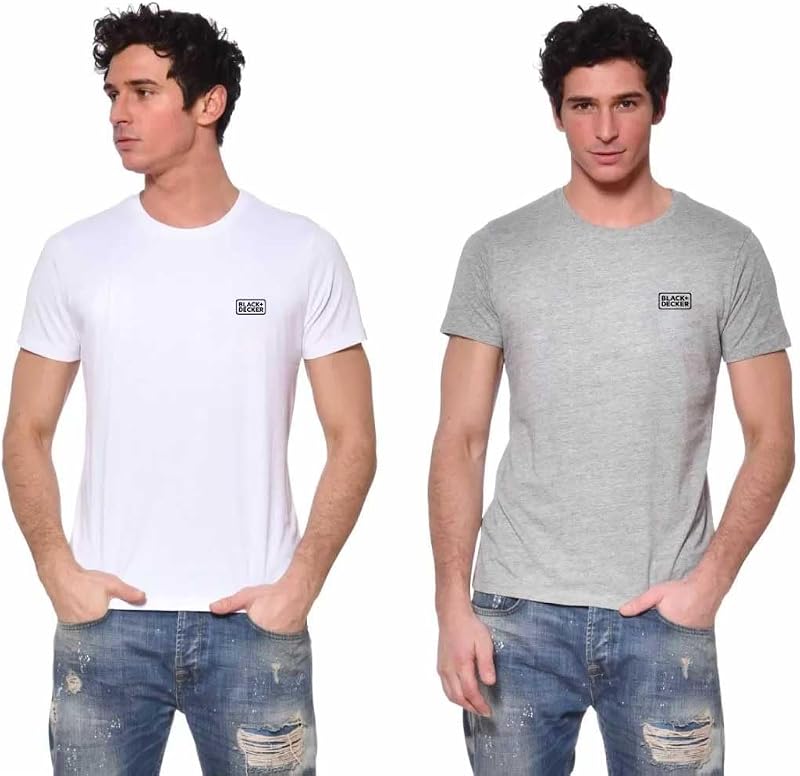 Maglietta Uomo 100% Cotone, T-shirt Uomo, set di 2, Grigio, Bianco, Taglie XL