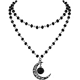 Sacina Gothic Y2k Layered Black Crescent Moon Choker Necklace, Gothic Goth Necklace, Christmas Jewelry Gift for Women