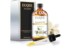 EUQEE Vanilla Essential Oil 118ML Natural Pure Vanilla Oils Undiluted, Long Lasting Scents Essential Oils Aromatherapy Oil fo