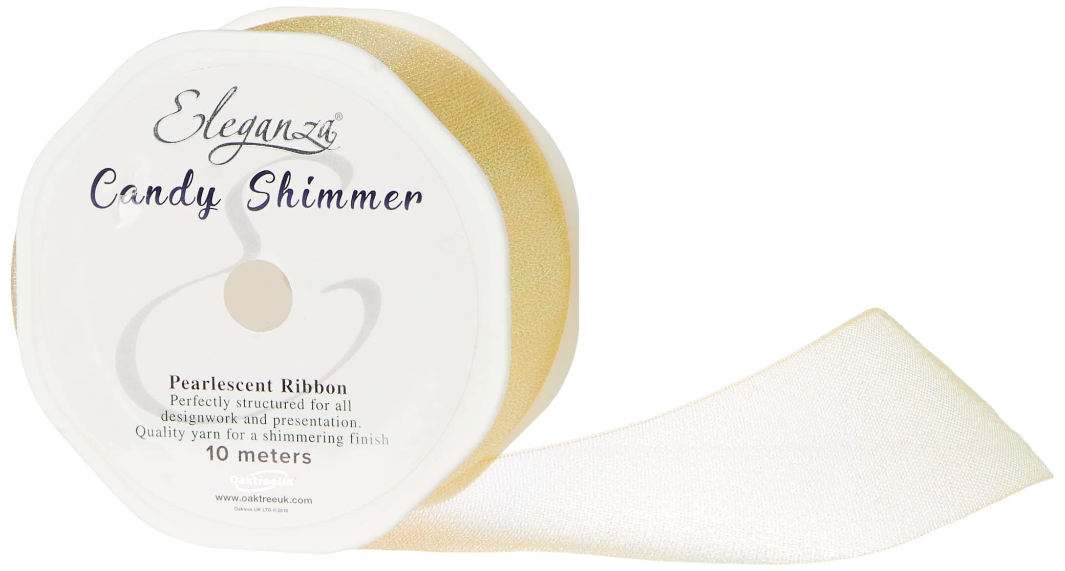 Eleganza Shimmer Ribbon, Iridescent Vanilla, 38mm