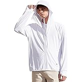 IBIH Men's UPF50+ Sun Protection Hoodie Long Sleeve Quick Dry Sun Shirts Elastic Full Zipper Fishing Jacket,White,Medium
