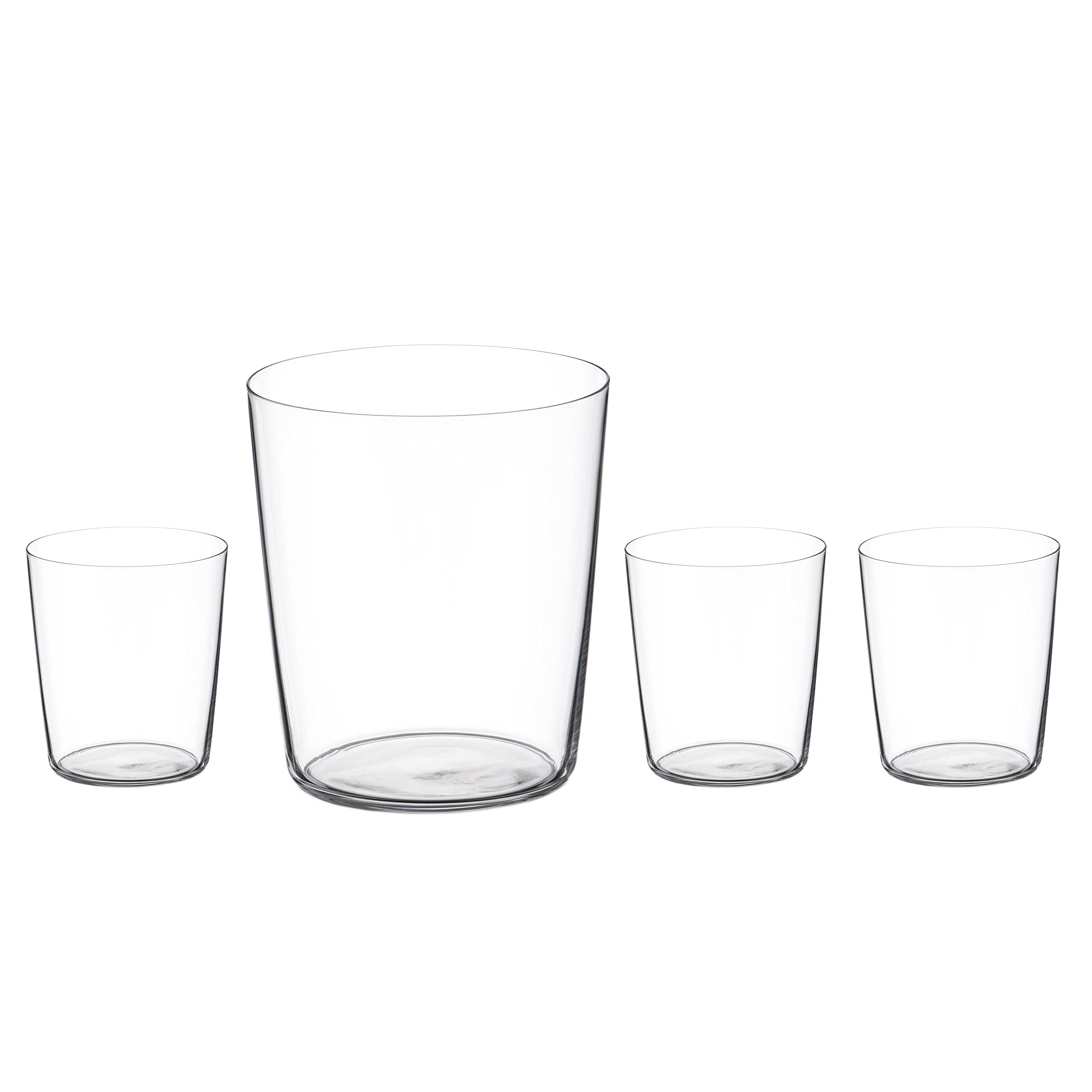 DIAMANTE Glass Crystal Tumbler Set - 'Slender Tall' - Light & Thin-Walled Drinking Glasses - Ideal All Rounders, Iced Coffee, Cocktails, Water, Soft Drinks - Set of 4