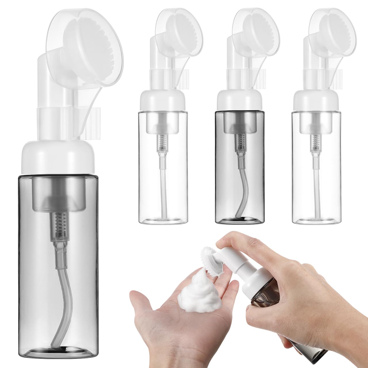FOMIYES 4Pcs 60ml Travel Foam Dispenser Bottles - Portable Refillable Mousse Pump for Shampoo, Hand Soap, Shower Gel, and Cosmetics