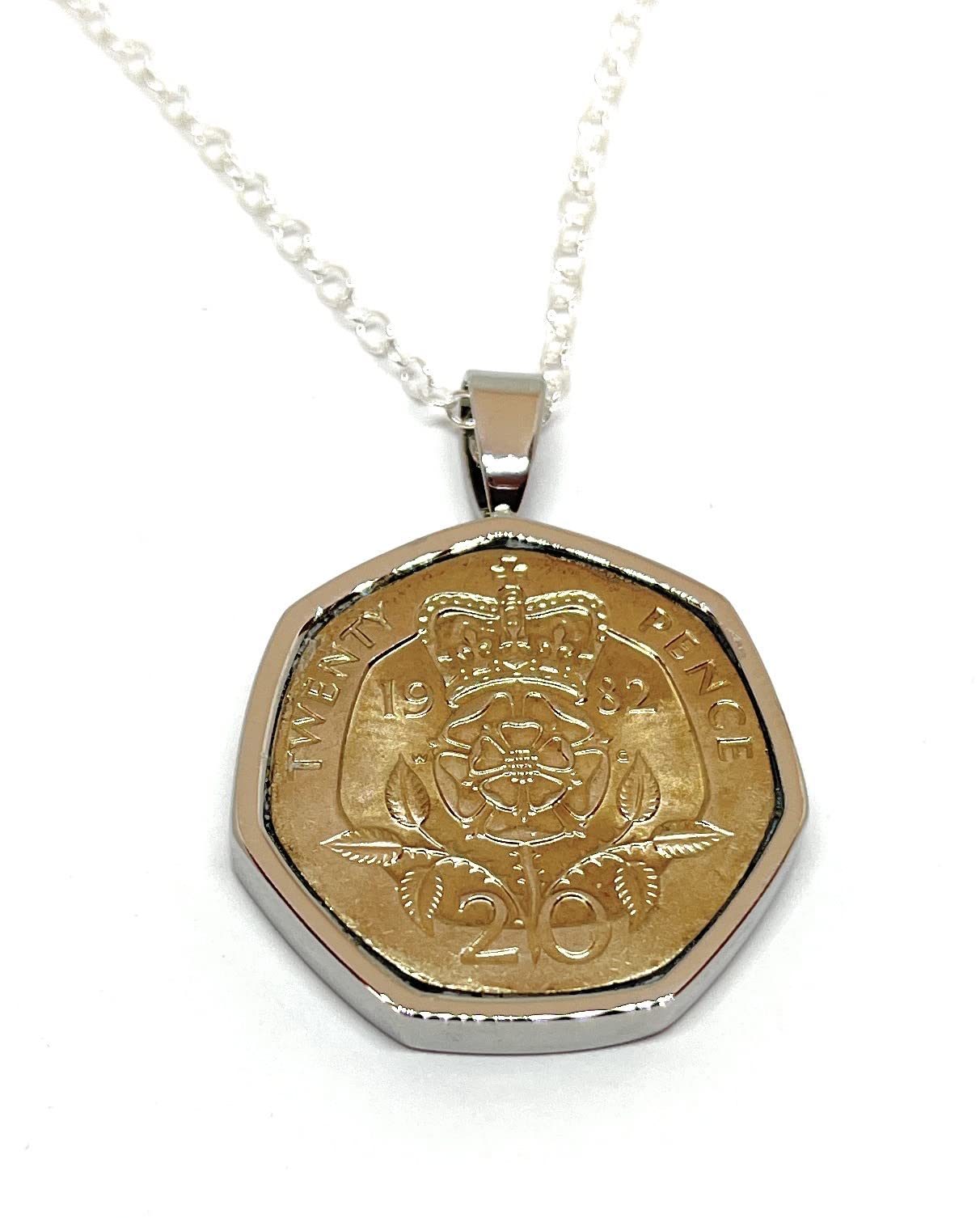 1982 44th Birthday/Anniversary 20p pence coin Pendant - 20 pence Pendant from 1982 for a 44th Birthday