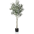 CROSOFMI Artificial Olive Tree Plant 5 Feet Fake Topiary Silk Tree, Perfect Faux Plants in Pot for Indoor Outdoor House Home Office Garden Modern Decoration Housewarming,1Pack